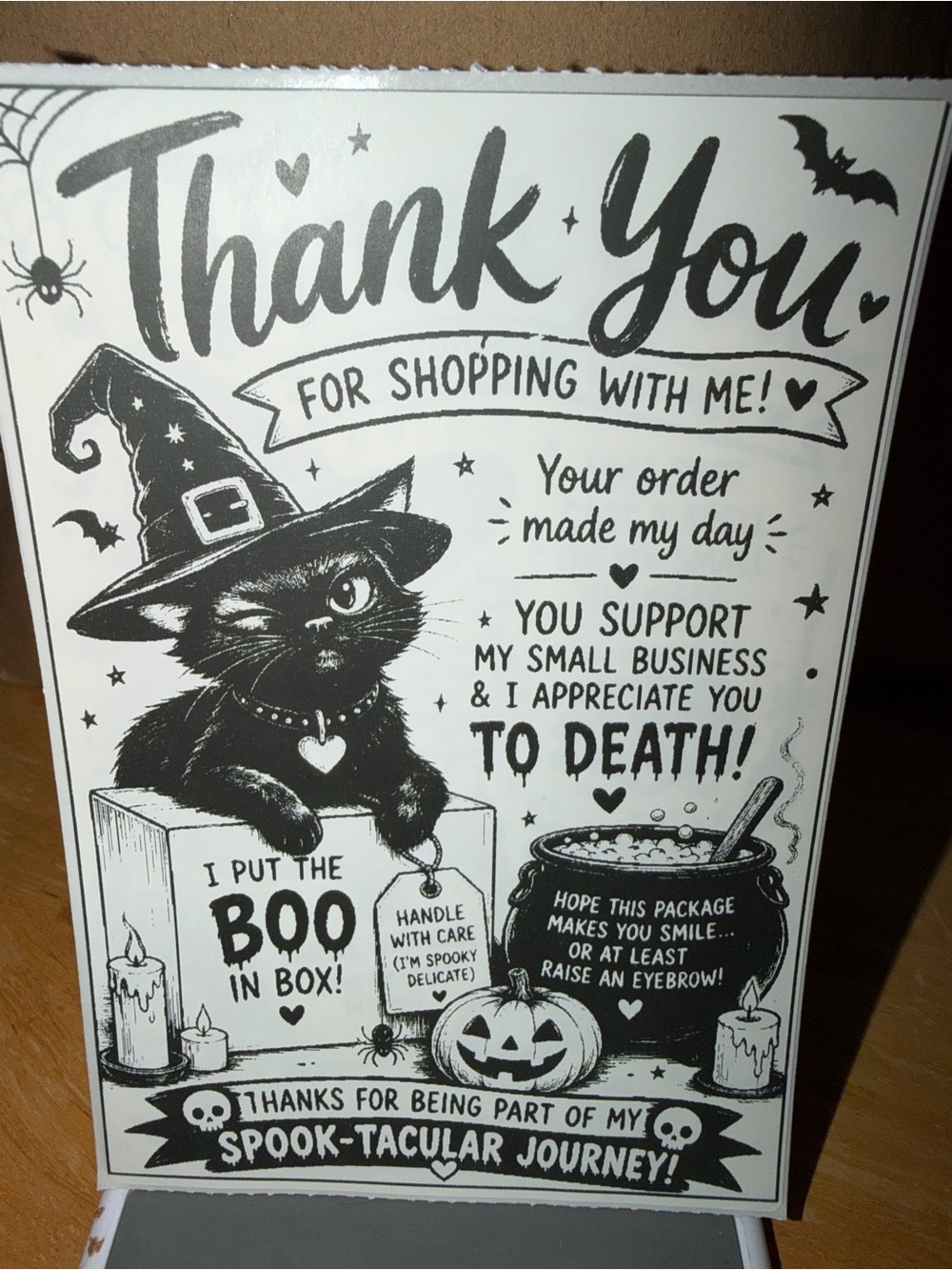 Thank You Witch Cat 50 count 4x6 sticker